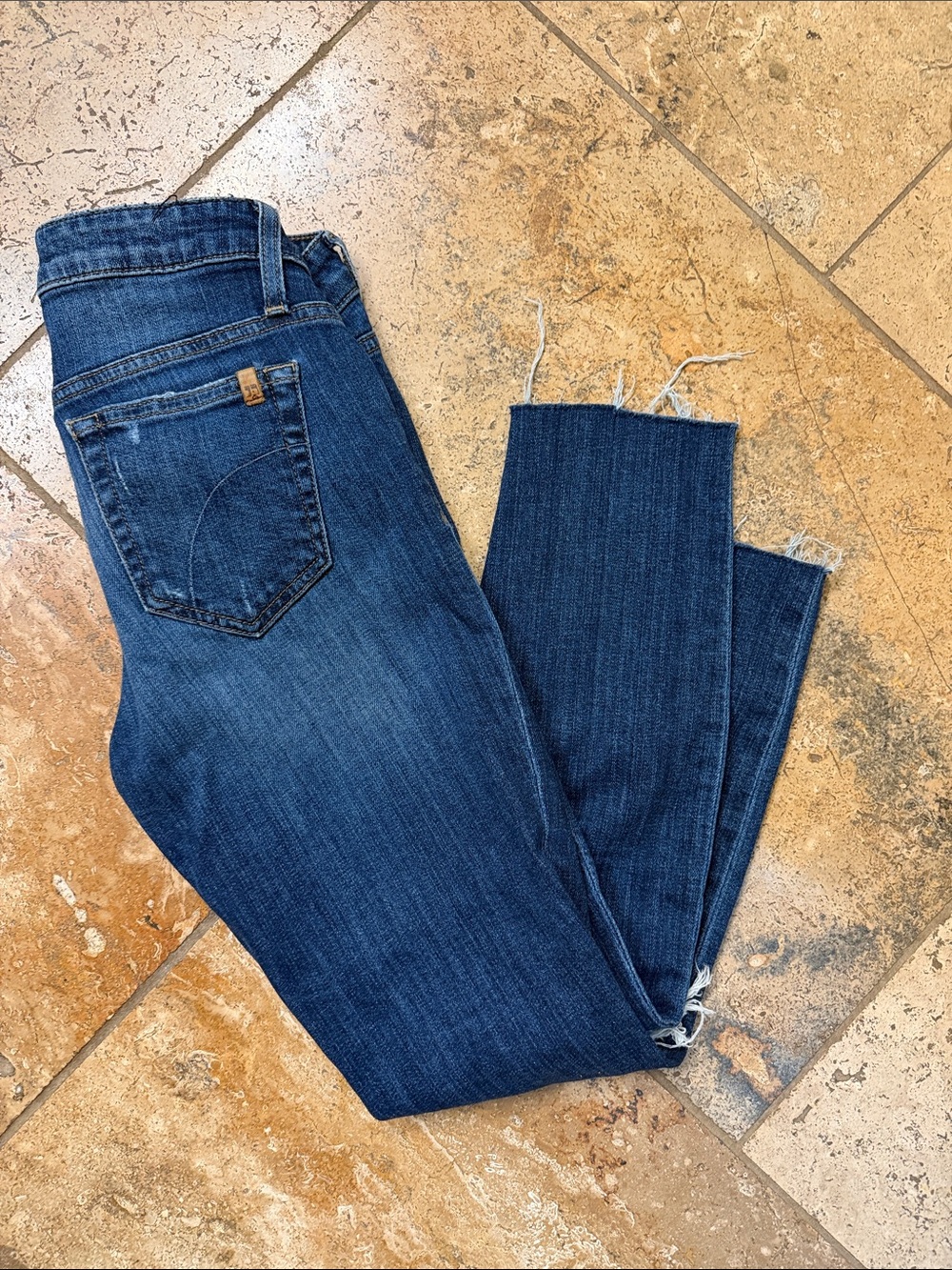 Joe's Jeans Dark Blue Raw Hem Cropped Ankle Jeans